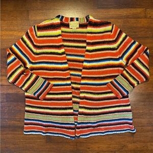 Wildfox Striped Open Knit Cardigan in Orange, Blue, Green, Black, Cream